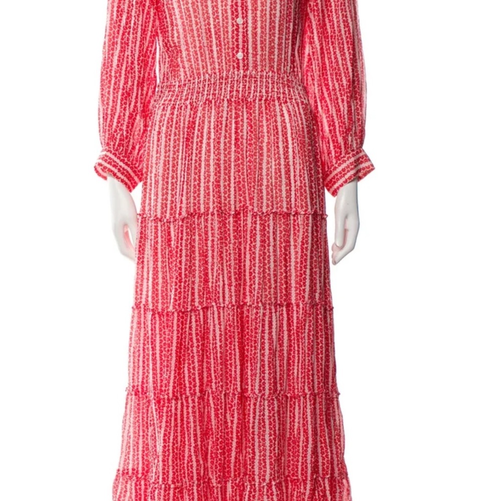 The Kooples Red and White Tiered Ruffled Sundress